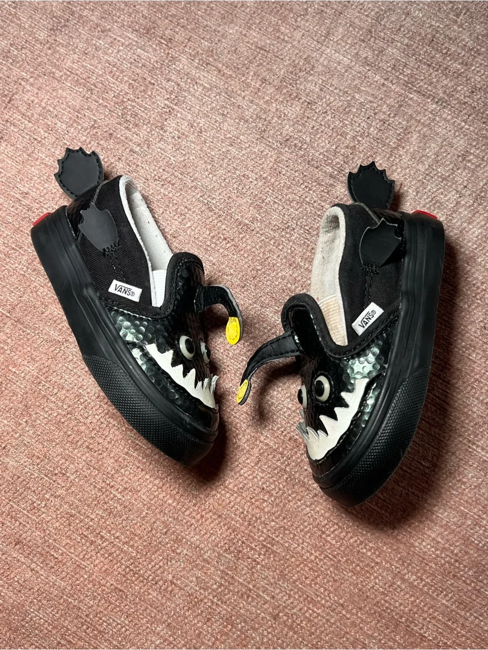 Vans toddler size 4.5 glow in the angler fish shoes sneakers